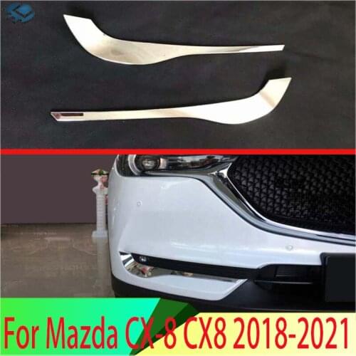 For Mazda CX-8 CX8 2018 2019 ABS Chrome Accessories outer side Exterior Front Fog Light Lamp Eyelind Cover Trim