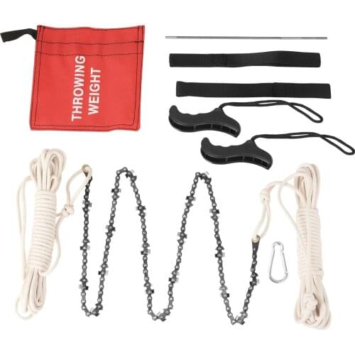 48inch High Reach Rope Chain Saw Tool Kit 64 Sections 62 Blades Double Sided Hand Chain Outdoor Wood Cutting Camping Tool