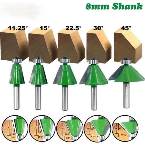8mm Shank Chamfer Router Bits11.25 15 22.5 30 45 Degree Milling Cutter Bevel Edging Woodworking Cutting Knife Tool