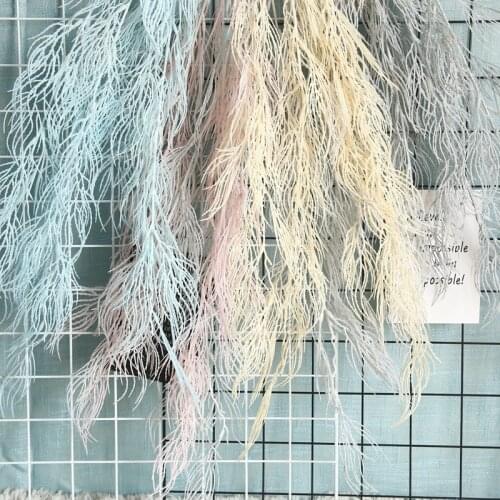 INS Style Model Rime Fog Grass Wedding Landscaping Pink cloth Flowers Long Brush Holder Artificial Pteris