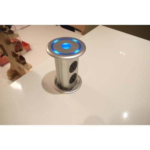Intelligent lifting pop up desktop socket/Domotical Smart Motorized pop up socket high class and modern kitchen power grommet