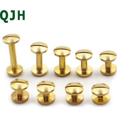 10pcs brass rivet screw DIY leather craft belt screw arc screw I-shaped screw luggage belt metal fastener sewing accessories