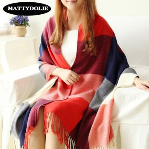 MATTYDOLIE Scarf Shawl Dual-use Women men Winter Plaid Double-sided Warm Thick Long Paragraph Wild Student Office Outdoor Bib