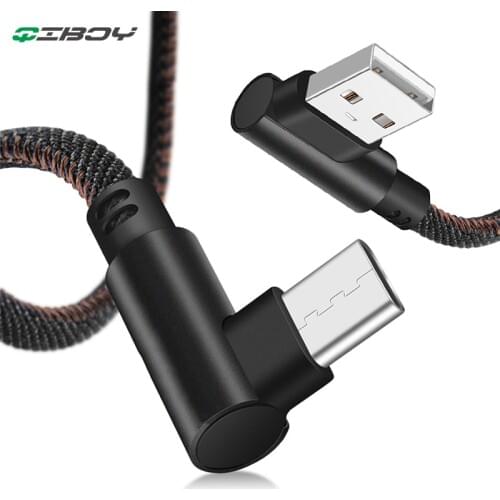 Mobile phone Android USB Type-C Cable Fast Charging 90 Degree USBC Cable For Xiaomi Redmi Huawei 1M 2M 0.25M Type C Charger cord