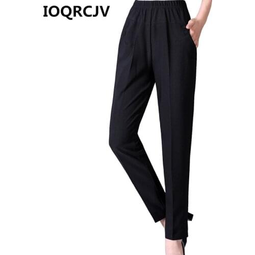 2019 Mom Pants Women Autumn Loose Large Size Pants Casual Elastic High Waist Trousers Pocke Solid Loose Female Pants 5XL R127