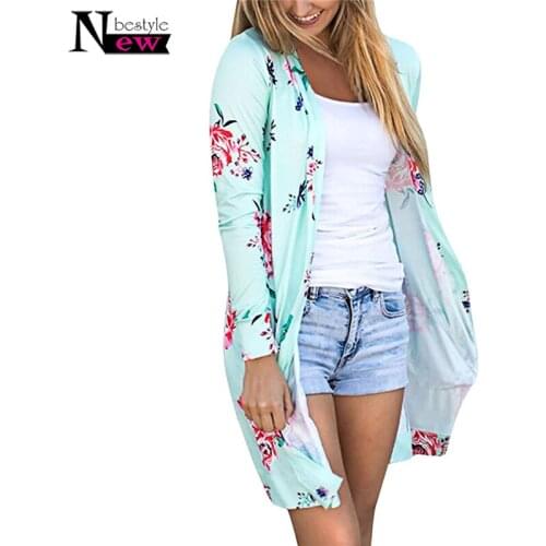 Fashion Casual 2019 Basic Coat Women Kimono Jacket Floral Cardigans Jackets Long Sleeve Loose Coat Tops Tee Tunic Mujer Femme XL