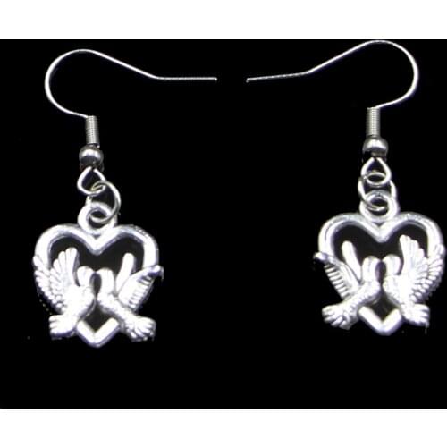 Fashion Handmade Simple Design 18*15mm Heart Lover Dove Drop Earrings For Women Gift Fashion Jewelry Cute Small Object