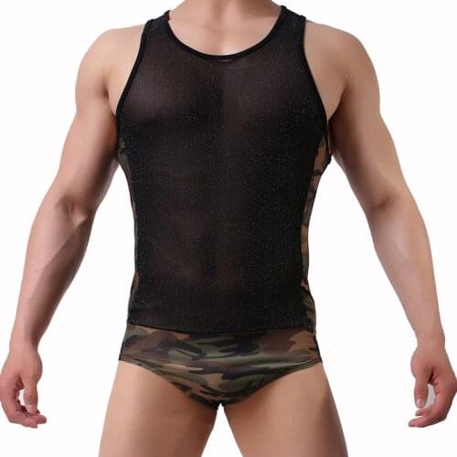 Men Sexy Camouflage Bodysuit Wrestling Singlet Fetish Gay Male Jockstrap Underwear Erotic Lingerie Fitness Suit Wild Jumpsuits