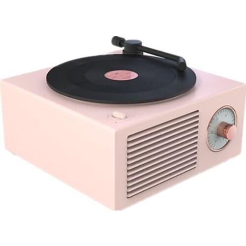 Creative Record Player Bass Speaker Desktop Stereo Music Mini Wireless Speakers Portable 5.0 Bluetooth Speaker, TF Card, MP3