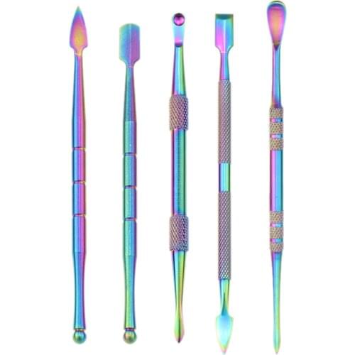 5 Pack Rainbow Color Stainless Steel Wax Carving Tools Wax Sculpting Spoon Tools, Comfortable Handle