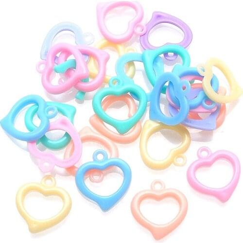 2015 New! 18*19mm Mixed Color Beads,acrylic Charms,lovely Heart Pendant For Diy Jewelry Making 300pcs/lot