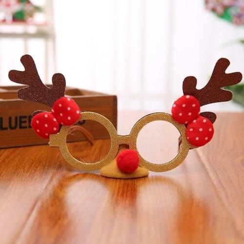 Santa Claus Snowman Christmas Decorations Christmas Cute Cartoon Glasses Frame Glittered Eyeglasses No Lens For Kids Party Gift