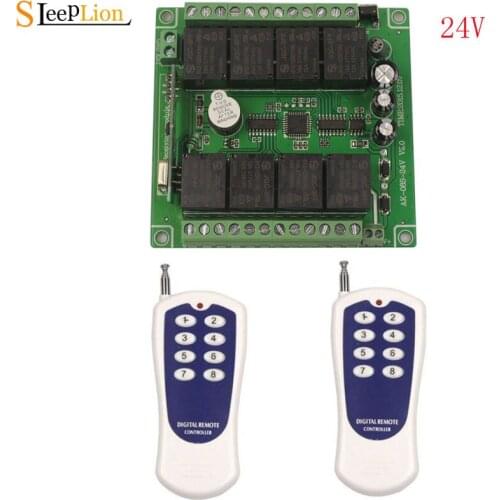 Sleeplion 24V 8CH Wireless Remote Switch Relay Remote Control Relays Switches 8 Channel Relay Switch 24V Module 315MHz/433MHz