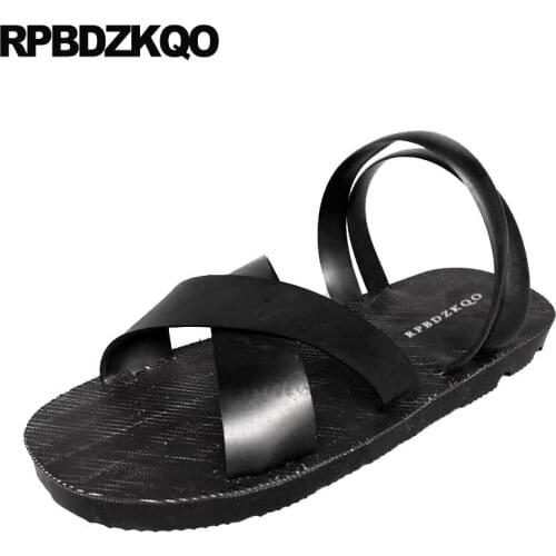 Waterproof Luxury Flat Black Water Men Gladiator Sandals Summer Roman Strap Size 45 46 Rubber Plus 2019 Slippers Shoes Slides