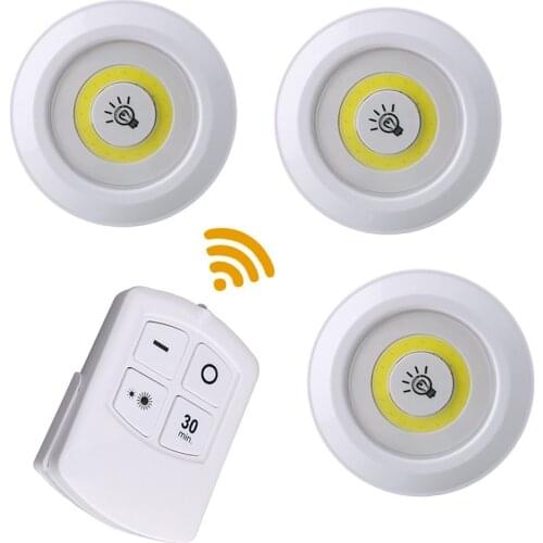 3W Super Bright Cob Under Cabinet Light LED Wireless Remote Control Dimmable Wall Lamp Wardrobe Night Lamp Home Bedroom Closet