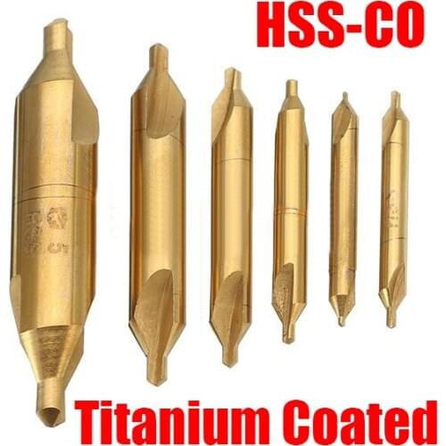 1.5mm 2mm 2.5mm 3mm 4mm 5mm 6mm Fully Ground Helical Groove Cobalt CO High Speed Steel HSS Titanium Coated Center Spot Drill Bit