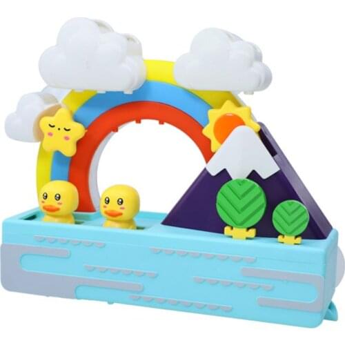 Ducks Rainbow Turning Music Light Music Baby Bath Children Bathing Baby Swimming Toys With Light Music + Track 2021 Ins