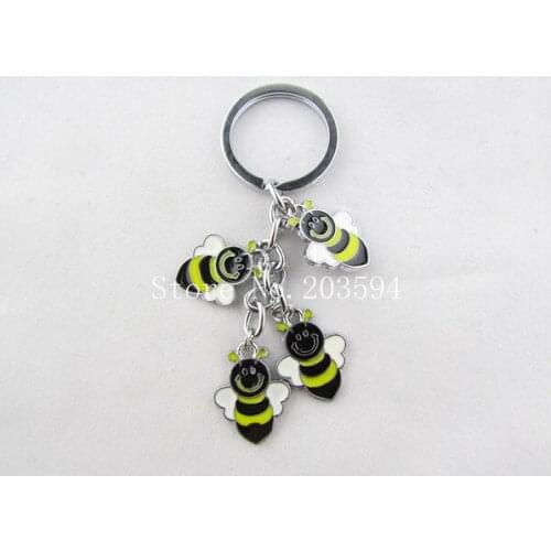 Wdc128 ( 1Pcs Enamel Bee Cartoon Keychain Male Womens Car couple Key Chain Key Ring For Christmas Gift