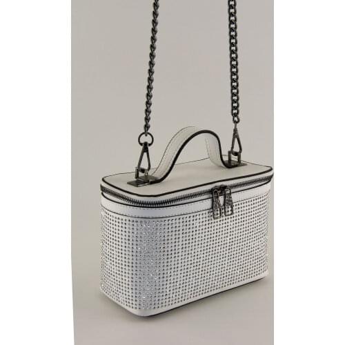 MATTHEW COX 2021 Spring Summer Fashion White Cubic Zirconia Women 'S Makeup Bag Hand Bag 2001 SCT686