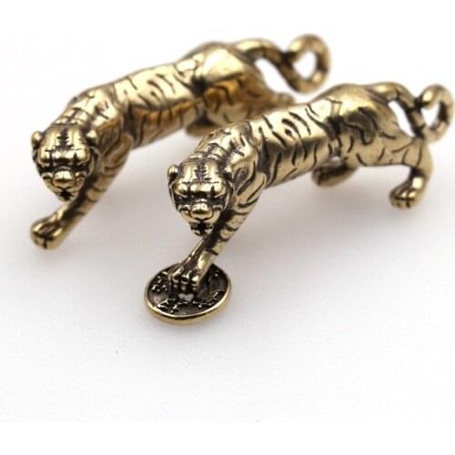 1x Retro Brass Punk Tiger Pendant Necklace Key Ring Pendant Creative Gifts leather bag wallet chain diy decoration 51mm (2")