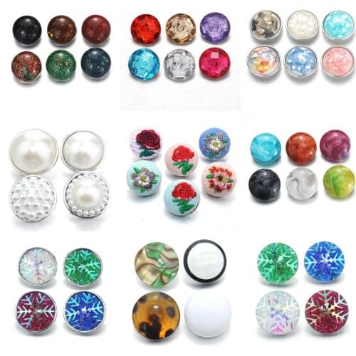 10 Pcs/lot New Snap Button Jewelry Mixed Style Ginger Resin 18mm Snap Buttons Fit Snap Bracelet Bangles Button Jewelry