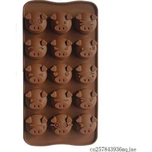 100pcs Pig Shaped Cake Molds 15 Holes Chocolate Mould Silicone Soap Candy Fondant Molds Ice Mold