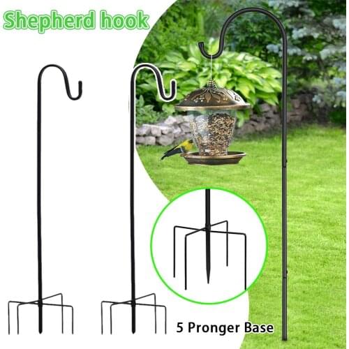 2Pcs Metal Hanging Lights Lantern Shepherd Hook for Pathway Garden Plant Hooks Adjustable Bird Feeder Pole Outdoor Decoration