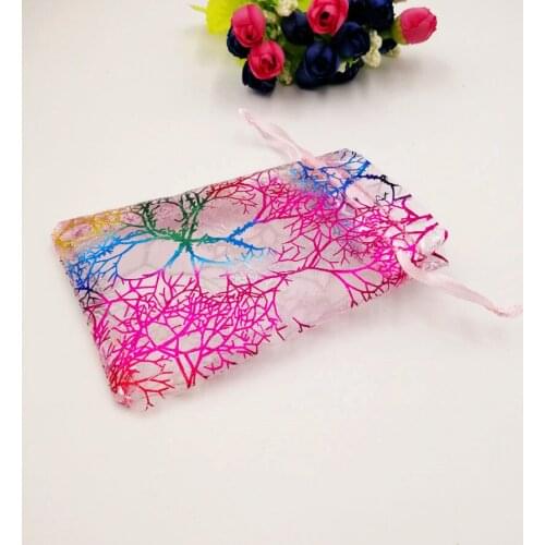 500pcs Pink Coral Organza Bag Drawstring Pouch Bag Organizer Jewelry Box Gift For Wed Christmas Jewelry Display Packaging Bags