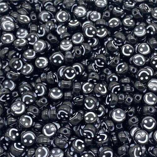 7/10mmm Round Shape Acrylic Spaced Beads Smile Face Beads For Jewelry Making DIY Charms Bracelet Necklac #06