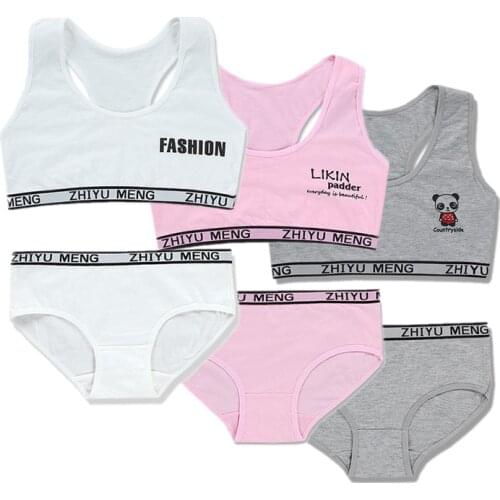Young Girls Bra Panties Sets Underwear Young Training Bra Teenage Lingerie Kids Sports Bra