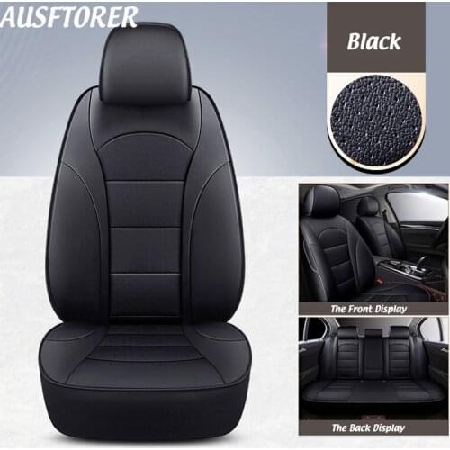 AUSFTORER Custom Cowhide Leather Auto Covers Seat for Volvo C30 Car Seat Cover Support Cushion Accessories Front & Rear Complete