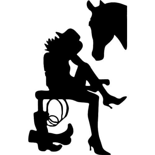Cowgirl Horse Boots High Heels Girl Fashion Car Sticker Auto Decoration Car-Styling