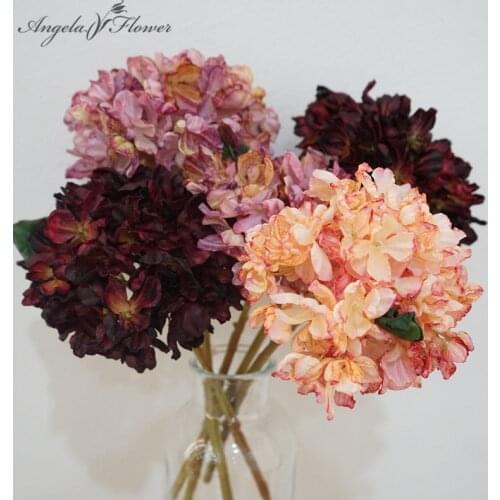 European Retro Artificial Flower Hydrangea Branch DIY Wedding Bouquet Room Home Table Decoration Fake Flower Photography Props