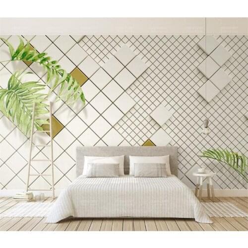 Custom Mural 3D Wall Paper Nordic Vintage Hand Painted Leaves Abstract Mural Living Room Bedroom TV Background Papel De Parede