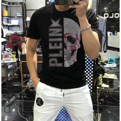 Hot sale Hip Hop Tshirt New Cotton Fashion MenS High Quality Rhinestone Tees drop shipping