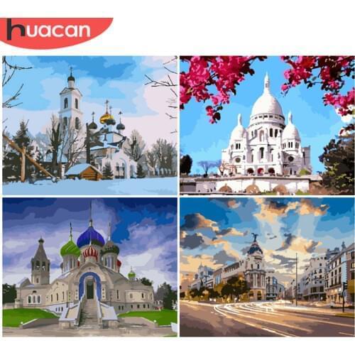 HUACAN DIY Pictures By Number House Kits Drawing On Canvas Painting By Numbers Landscape Hand Painted Picture Gift Home Decor