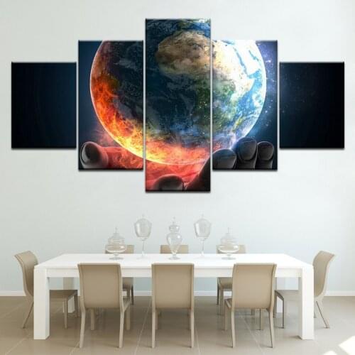 Human induced disasters 5 piece Wallpapers modern Modular Poster art Canvas painting for Living Room Home Decor