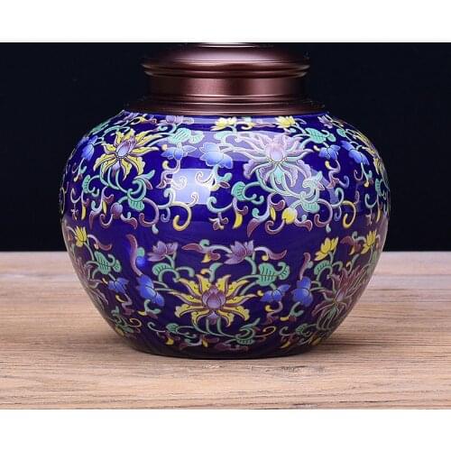 European-style Painted Ceramic Tea Sealed Cans Household Candy Tea Coffee Beans Dried Fruit Storage Box Kitchen Storagecontainer