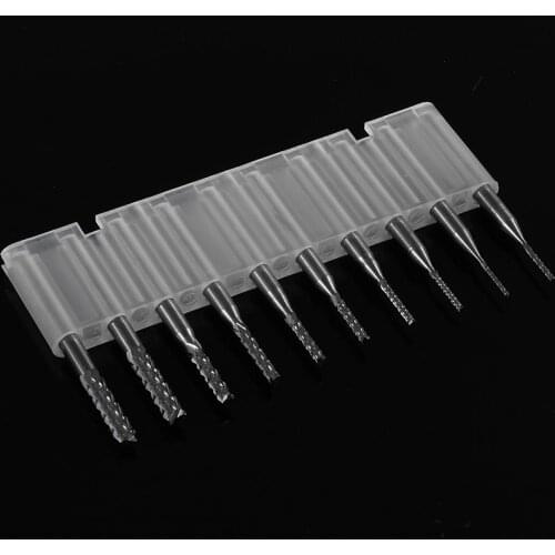 10pcs 0.8-3.175mm CNC End Mill Set 1/8" PCB Engraving Milling Cutter For Rotary Tools