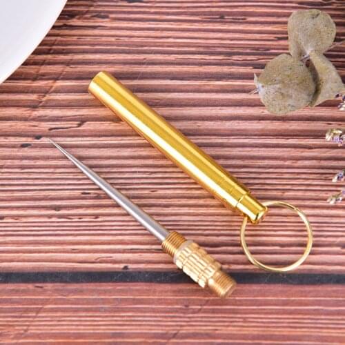 Light Portable Multi-function Fruit Fork Brass Titanium Alloy Push-pull Spring Design Toothpick Protective Case Picnic Tool
