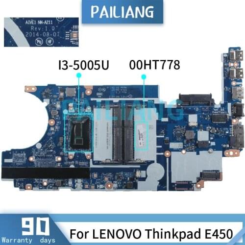PAILIANG Laptop motherboard For LENOVO Thinkpad E450 I3-5005U Mainboard NM-A211 00HT778 DDR3 tesed