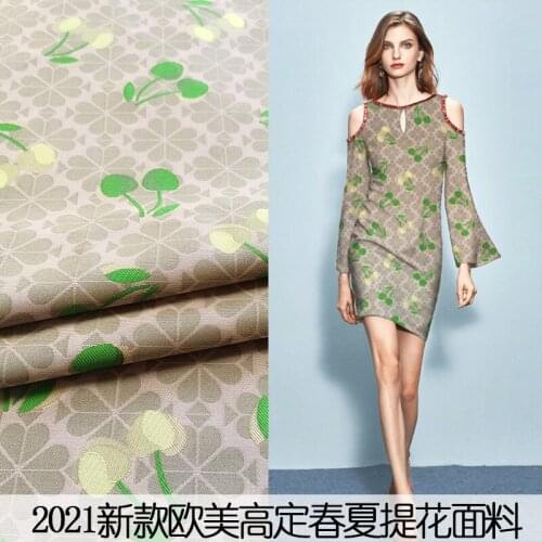 2021 Spring and Summer New Cherry Jacquard Brand Fabric Dress Brocade High-End Fashion Cloth