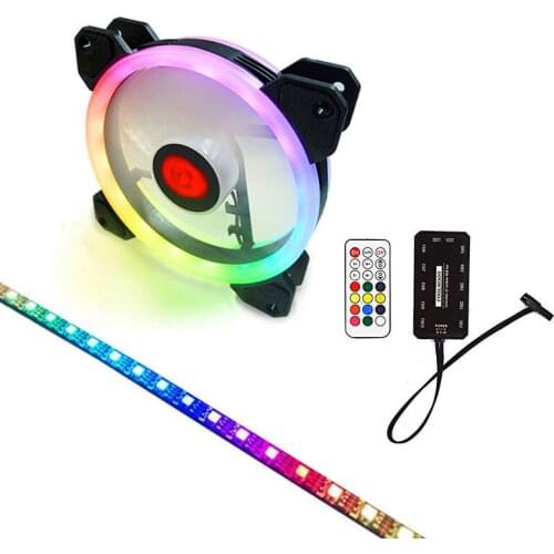 New RGB Aurora Cooling Fan 120MM 6pin Controller RGB LED Ring For Computer Water Cooler Color Adjustable Radiator Fan