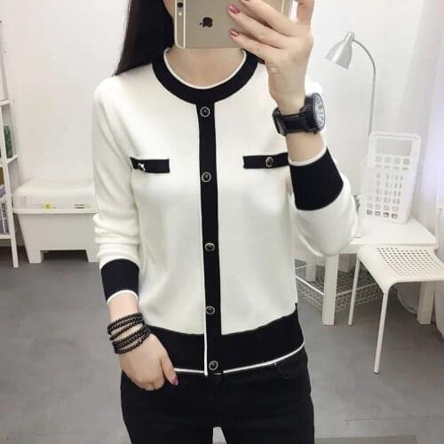 WEIHAOBANG 2021 Autumn Winter New Womens Round Neck Color Matching Pullover Long Sleeve Slim Fitting Knitted Sweater