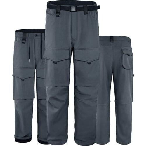 QSuper Lining Fleece Autumn&Winter Men Pants Pockets Decoration Solid High Quality Hiking Mens Pant Casual&Sport Male Trouser