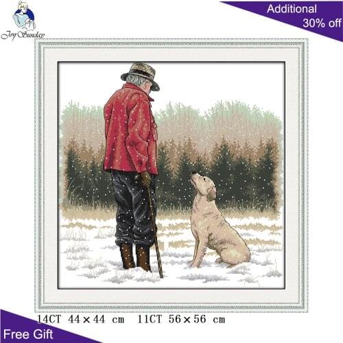 Joy Sunday Old Man And His Dog Home Decoration R500 Counted and Stamped The Old Man And His Dog Embroidery Cross Stitch kits