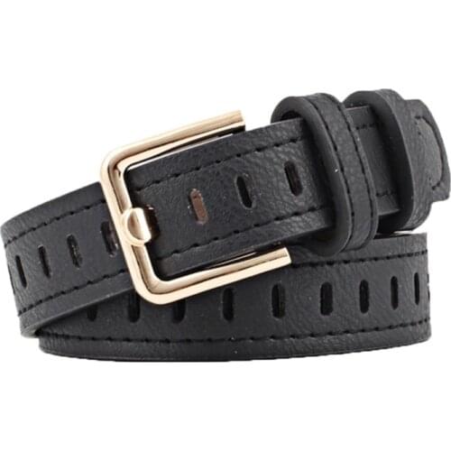 Hot Solid Color Belts For Women PU Leather Fashion Casual Wide Long Porous Square Buckle Hollow Imitation Female Belts New
