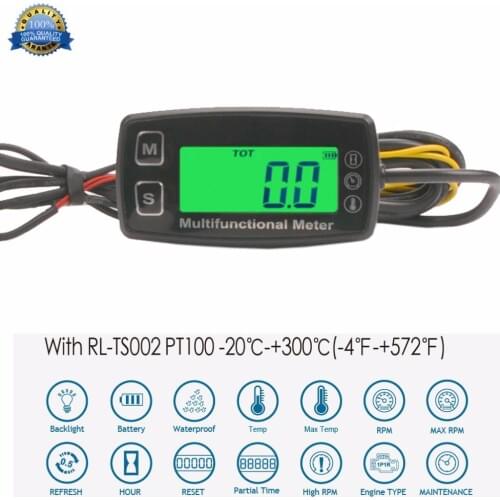 Engine Hour Meter Inductive Tachometer Gauge Backlit Digital Resettable for 2/4 Stroke Engines Motorcycle Marine Glider ATV Sn
