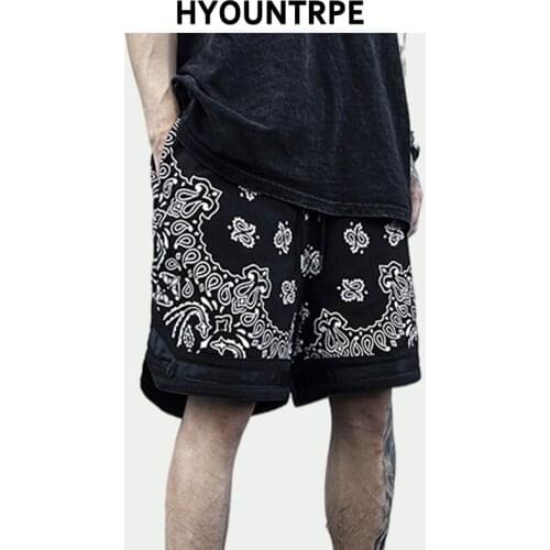 Hip Hop Loose Shorts Fashion Harajuku Printed Shorts Mens Summer Casual Elastic Waist Drewstring Streetwear Sportswear Joggers