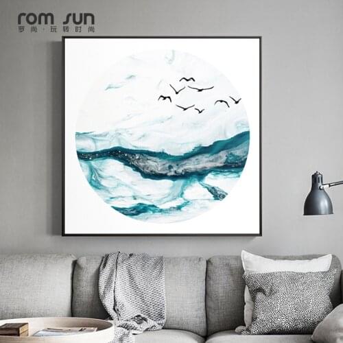 Modern Abstract Chinese Splash Ink Landscape Painting Wall Art Pictures For Living Room Study Room Mountain Sea Canvas Paintings